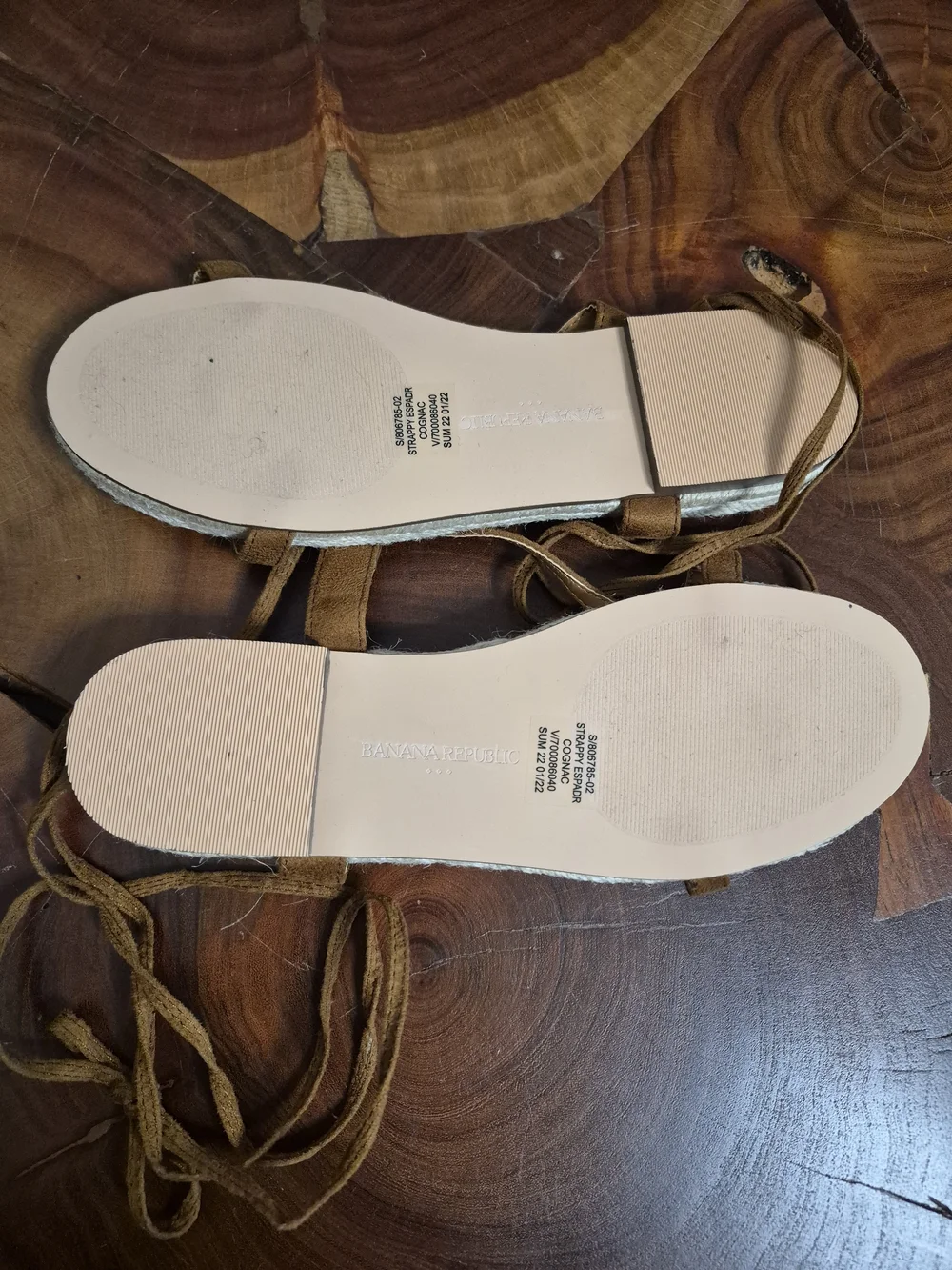Banana Republic Factory Strappy Lace-Up Espadrille Sandals Cognac - 7.5
